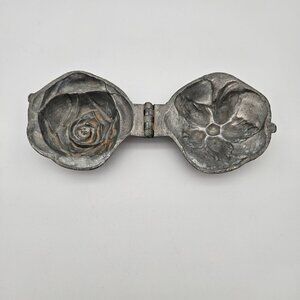 Antique Ice Cream Chocolate Butter Pewter Mold Rose E & Co NY
